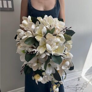 GORGEOUS FAUX Magnolia cascading bridal bouquet